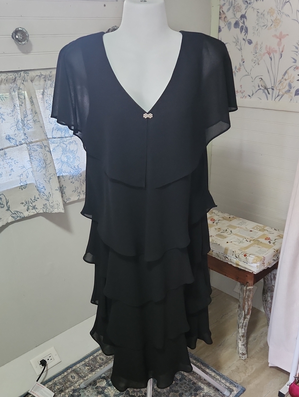 Petra Fashions Black Layered Midi Dress